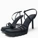 Zara Shoes | Lug Sole Heeled Sandals | Color: Black | Size: 10