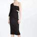Zara Dresses | Black One Shoulder Midi Dress | Color: Black | Size: M