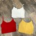 Brandy Melville Tops | Brandy Melville Tank Top Crop Top Bundle In White Red And Mustard | Color: Red/White | Size: Xs