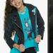 Disney Costumes | Disney Descendants 3 Uma Faux Suede Teal Sequins Moto Jacket Girls | Color: Black/Blue | Size: Medium