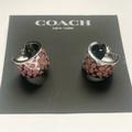 Coach Jewelry | Coach Signature Huggie Earrings Pink Silver Nwt | Color: Pink/Silver | Size: Os