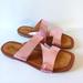 Free People Shoes | Free People Flat Slide Sandal Leather Pink Metallic Sz 10 Resort Coastal | Color: Pink | Size: 10