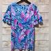 Lilly Pulitzer Dresses | Lilly Pulitzer Floral Girls Ruffle Sleeve Dress Size Xl | Color: Blue/Pink | Size: Xlg