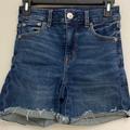 American Eagle Outfitters Shorts | American Eagle Outfitters Super Stretch High Rise Midi Blue Jean Shorts Size 0 | Color: Blue | Size: 0