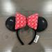 Disney Accessories | Disney Sequined Minnie Mouse Ears Red Bow | Color: Black/Red | Size: Osg