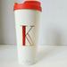 Kate Spade Dining | Kate Spade "K" Red Gold White Travel Thermal Tumbler Hot/Cold Coffee Tea Nwot | Color: Gold/Red/White | Size: Os