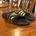 Adidas Shoes | Adidas Adissage Slides Sandals Shoes Black Gold Eg6517 Men’s Size 12 | Color: Black/Gold | Size: 12