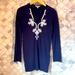 Lilly Pulitzer Tops | Lilly Pulitzer Navy Embroidered Long Sleeve Hoodie Tunic Dress / Shirt Size Xs | Color: Blue/White | Size: Xs