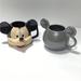 Disney Other | Disney Mickey Mouse Coffee Mug Lot 2 Mickey 3d Face Mugs | Color: Black/Gray | Size: Os