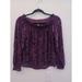 Free People Tops | Free People Top Blouse Womens Sz S Petite Purple Flocked Long Sleeve Casual | Color: Purple | Size: Ps