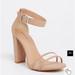 Torrid Shoes | Faux Leather And Vinyl Toe Strap Tapered Heel | Color: Tan | Size: 12