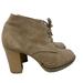 J. Crew Shoes | J. Crew Macalister Ankle Bootie Womens 8 Round Toe High Heel Suede Leather | Color: Tan | Size: 8