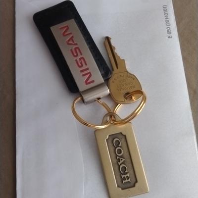 Coach Accessories | Coach Key Chain 1sz$28 + Free Scarf. | Color: Silver/White | Size: Os