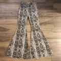 Free People Jeans | Free People Just Float On Women's Size 28 Snakeskin High Rise Bell Bottom Jeans | Color: Black/Gray | Size: 28