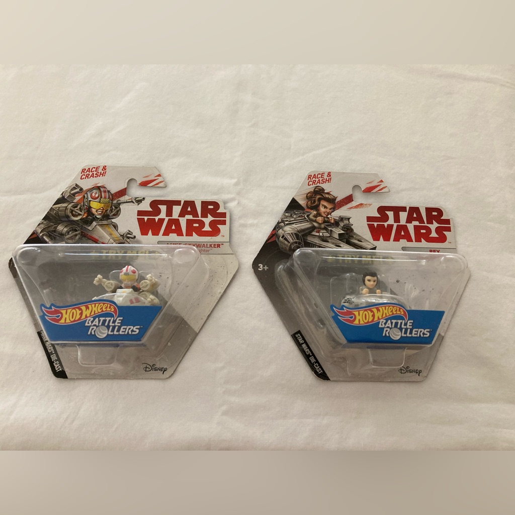 Disney Toys | Hot Wheels Star Wars Battle Rollers Rey Luke Skywalker Die Cast 2 Lot | Color: Black | Size: Osb