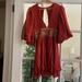 Free People Dresses | Free People Beautiful Long Sleeve Flowy Red Orange Dress With Embellishments | Color: Gold/Red | Size: 4