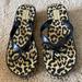 Kate Spade Shoes | New Kate Spade New York - Rhett - Leopard Print Wedge Flip-Flop Sandal Women’s 6 | Color: Black/Tan | Size: 6