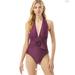 Kate Spade Swim | Kate Spade Plunge Halter One Piece Purple Swimsuit Size Small Nwt | Color: Purple | Size: S