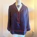 J. Crew Tops | J.Crew Collection Navy And Red Polka Dot Pullover Silk Top Blouse Classic Medium | Color: Blue/Red | Size: M