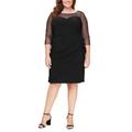 Alex Evenings Women's Plus Size Short Shift Dress with Embellished Illusion Detail, Black Sweetheart, Black Sweetheart, 18 Plus