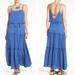 Free People Dresses | Free People Valerie Marine Blue Tiered Low Back Tie Waist Maxi Dress - M | Color: Blue | Size: M