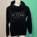 Nike Tops | Black And Gold Shiny Nike Cowl Neck Hoodie Sweatshirt | Color: Black/Gold | Size: S