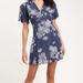 Free People Dresses | Free People Blue Hawaii Washed Blue Floral Print Mini Dress Extra Small | Color: Blue/White | Size: Xs