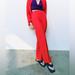 Zara Pants & Jumpsuits | New Zara Wide Leg Linen Blend High Waisted Trousers Red Pants Women's Size Large | Color: Red | Size: L