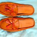 Coach Shoes | Coach Leather Mule Moccasins With Tassels. Gently Used. Leather. Size: 8b | Color: Orange/Tan | Size: 8