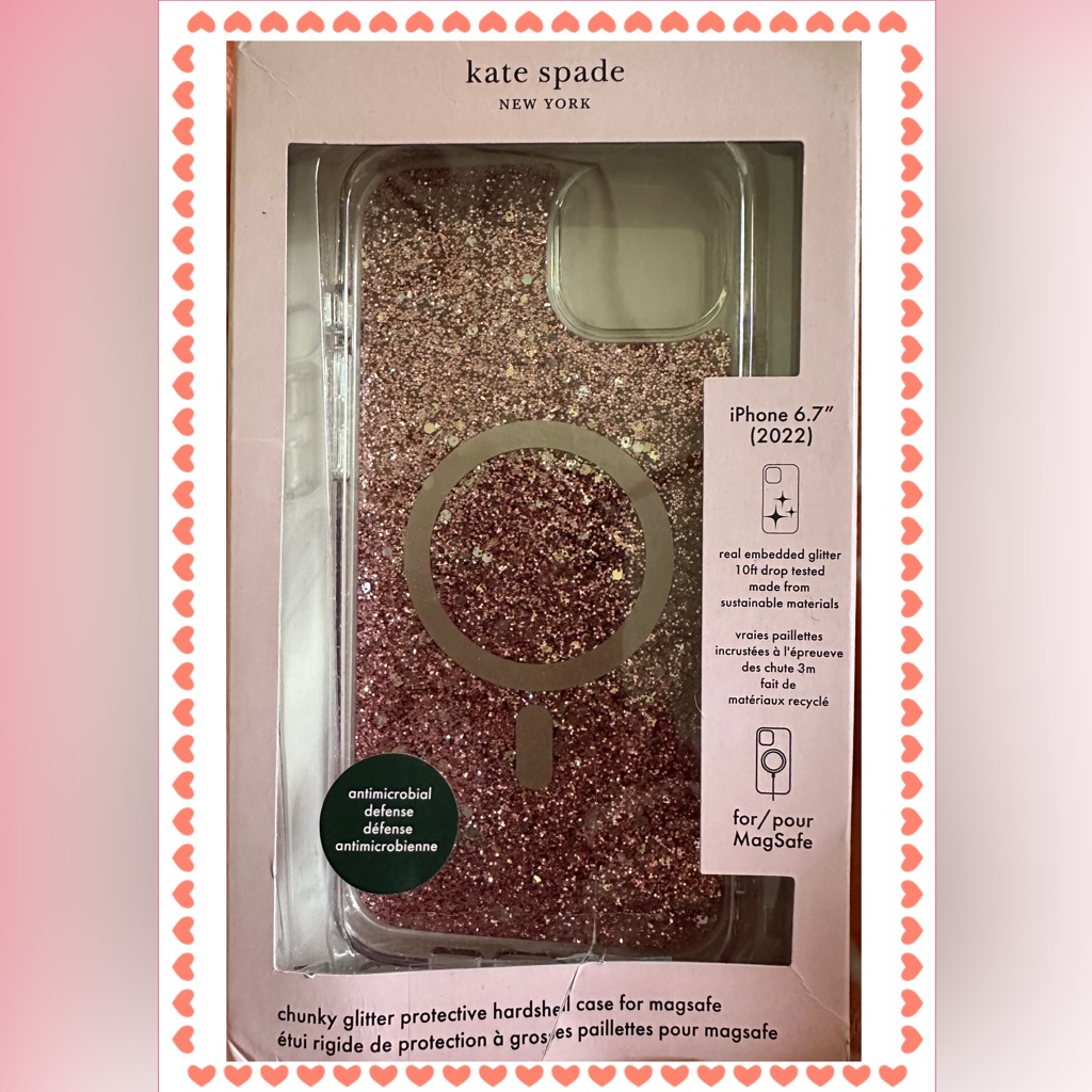 Kate Spade Other | Kate Spade Ny Apple Iphone 14 Plus Rose Gold Glitter Protective Magsafe Case Nib | Color: Gold/Pink | Size: 6.7 “ Iphone 13 & 14 Plus