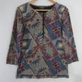 Ralph Lauren Tops | Lauren Jeans Co Womens L Multicolor Southwestern Cotton 3/4 Sleeve Knit Henley T | Color: Blue/Red | Size: L