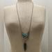 American Eagle Outfitters Jewelry | Aeo Boho Feather Turquoise Long Necklace Silver-Tone Chain | Color: Blue/Silver | Size: Os