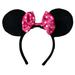 Disney Accessories | Black Velvet With Pink Polka Dot Satin Bow Minnie Mouse Ears Headband | Disney | Color: Black/Pink | Size: Osg