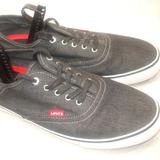 Levi's Shoes | Levi Strauss Black Denim Sneakers Canvas Lace Up Boat Shoe Red Tab Men’s Size 13 | Color: Black | Size: 13