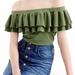 J. Crew Tops | J Crew Green Sweater Off The Shoulder Ruffle Tank Size S | Color: Green | Size: S