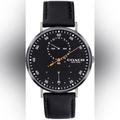 Coach Accessories | Coach Charles Multifunction Leather Strap Watch | Color: Black | Size: Os