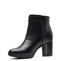 Clarks Women's Bayla Light Fashion Boot, Black Leather, 6.5