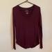 American Eagle Outfitters Tops | American Eagle/Aeo Soft & Sexy T Burgundy V Neck Long Sleeve Size Xs | Color: Red | Size: Xs