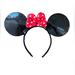 Disney Accessories | Disney Minnie Mouse Headband Sequin Ears With Bow For Costume | Color: Black/Red | Size: Os