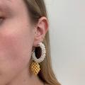 Anthropologie Jewelry | Anthropologie Chunky Beaded Lemon Hoop Earrings Hoops | Color: White/Yellow | Size: Os