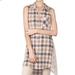 Anthropologie Tops | A'reve Womens Plaid Collar Sleeveless Tunic Top Size 1x Buttons Lace Sleeveless | Color: Cream/Gray | Size: 1x