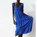 Zara Dresses | Blue Embroidered Eyelet Strappy Dress | Color: Blue | Size: Xs