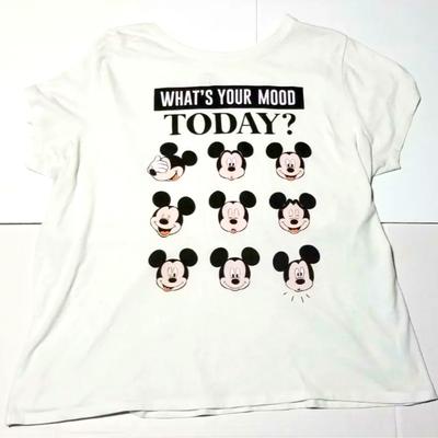Disney Tops | Disney Mickey Mouse * What's Your Mood Today? * Women's T-Shirt Xl White Tee * | Color: Black/White | Size: Xl