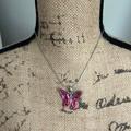 Disney Jewelry | Disney Parks Butterfly Pink& Purple With Silver Chain Necklace | Color: Pink/Purple | Size: Os