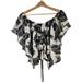 Free People Tops | Free People Women's Size S Black Cream Open Back Flutter Sleeve Crop Top | Color: Black/Cream | Size: S