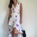 Free People Dresses | Free People Floral Printed Midi Dress With High Low Silhouette. Size 8. | Color: Purple/White | Size: 8