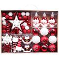 Valery Madelyn Red and White Christmas Baubles 70pcs, Sweet Christmas Tree Ornaments Shatterproof Xmas Decorations Ball Set