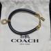 Coach Jewelry | New Coach Black Leather Rope Bangle Bracelet Pave Rhinestone Signature C Charm | Color: Black | Size: 7.5"