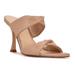Nine West Shoes | 57. Nine West Sashah3 Light Natural Slip On Open Toe Flared Heeled Sandals 7.5 | Color: Cream/Tan | Size: 7.5