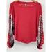 Free People Tops | Free People Shirt Top Women Small Red Bohemian Balloon Sleeve Oversized Floral | Color: Red | Size: S